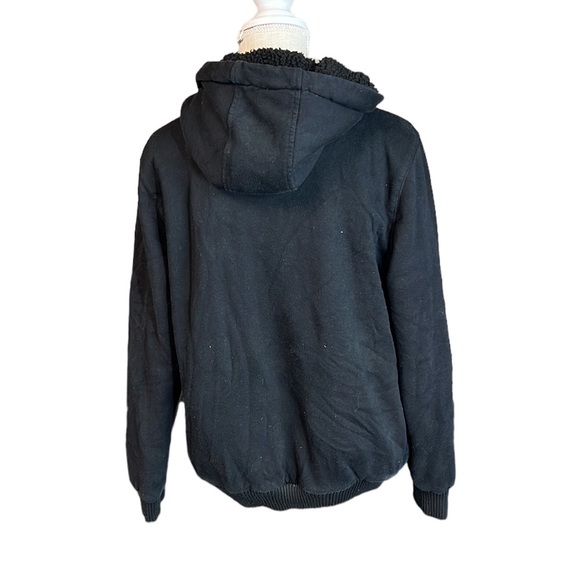 Buffalo David Bitton Zip Up Heavyweight Jacket Hoodie Black Mens Size M Sherpa - Picture 4 of 8